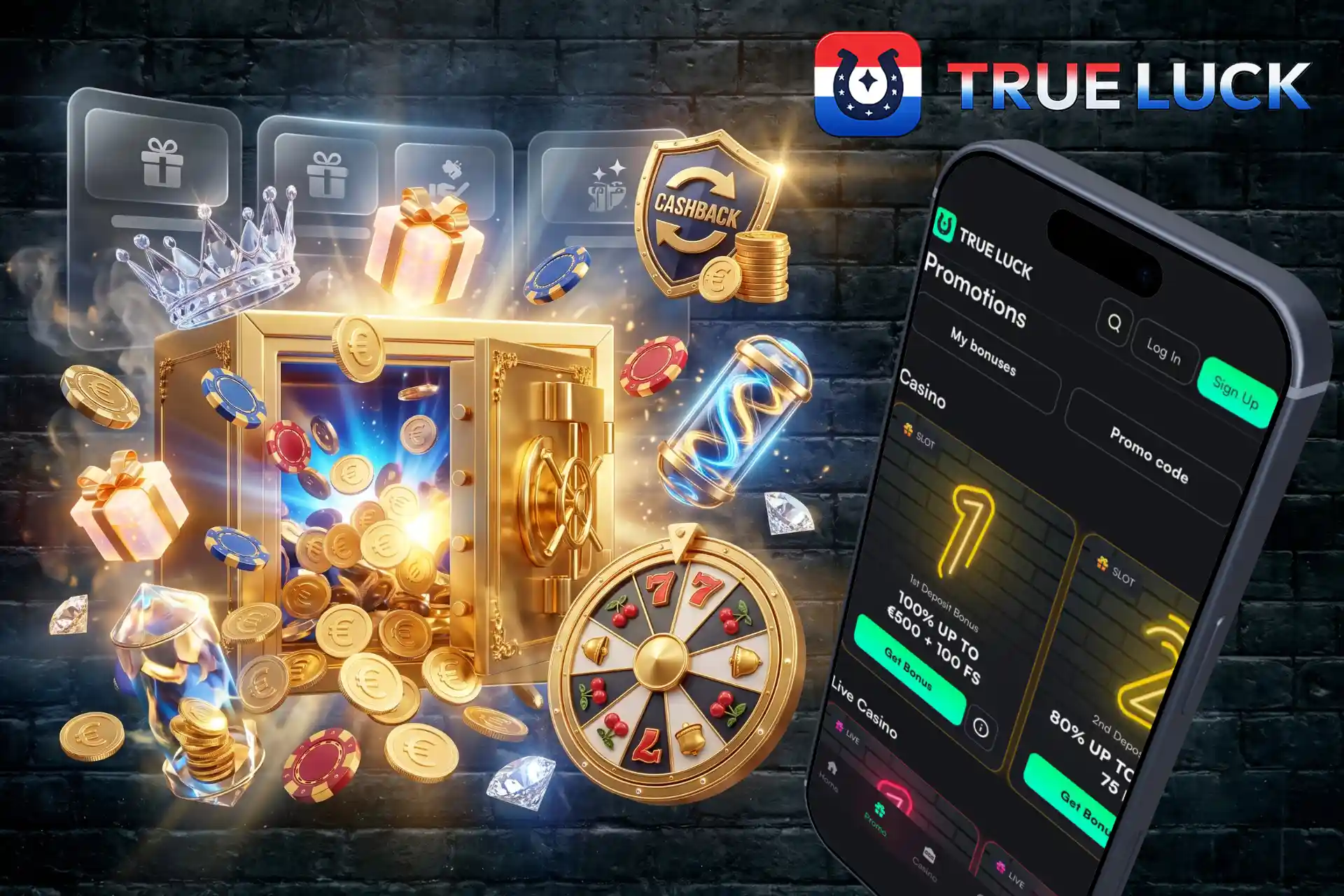 TrueLuck Casino welkomstbonus met gratis spins, cashback en VIP-promoties